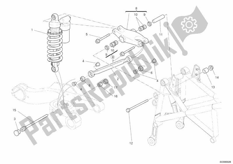 Todas las partes para Amortiguador Trasero de Ducati Hypermotard 1100 EVO USA 2010
